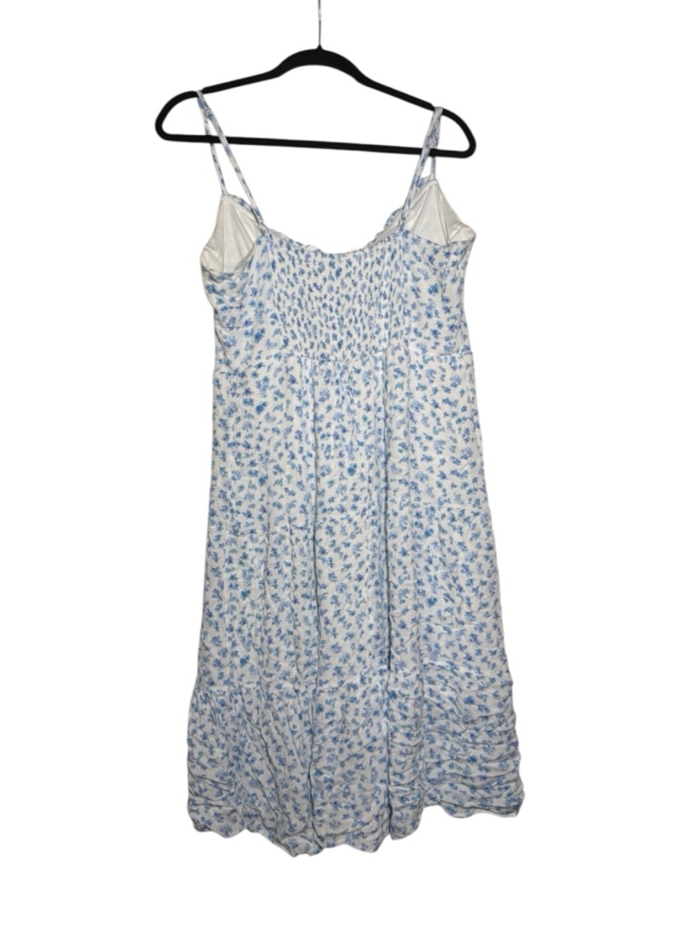 Dee Elly Dainty Blue and White Floral Sundress Tiered Mid Calf Size XL Lined - Picture 2 of 8